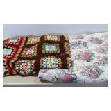 Crochet afghan (needs repairs) and bedspread