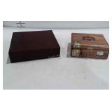 Two Wood Cigar Boxes, seller code U. Condition