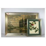 Wall art, framed bird print 18x22 (piece of tape