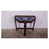 Accent table,  flat back, decorative mirrored