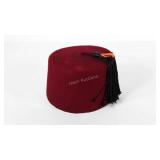 Fez hat, straw base, felt top, size 8