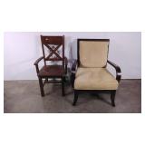 Two different style cross back chairs,  seller