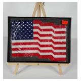 USA flag needlework, framed 14x11