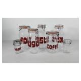 Glass canister set with graphic labels