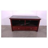 TV stand, tempered dark glass shelves, two