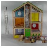 Wood dollhouse with Furniture.  24x29