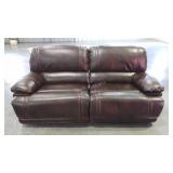 Leather look double recliner sofa,  features