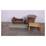 Furniture and accessory group,  wicker bench seat