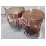 End table pair,  single drawer,  22 x 27 oval