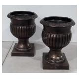 Pair of poly Urn Style Planters, weight bottoms,