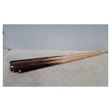 Seven pool cues, 36" to 58"