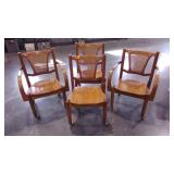 Four chairs,  2 captains,  2 sides,  caned backs