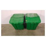Two green recycling bins