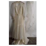 Wedding Dress and veil in box. Some stains.