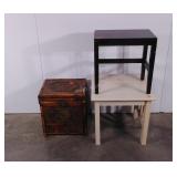 Three accent pieces, two tables and a decorative