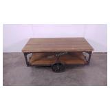 Industrial look coffee table with wheels