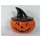 Pottery Barn ceramic pumpkin cookie jar, 10" ×