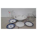 Glass vase, wash bowl, dishes, etc.