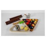 Pool table supplies, balls, racks, chalk and more
