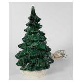 Ceramic lighted Christmas tree, 11" tall, has