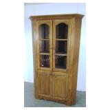 Oak Corner cabinet,  76" tall, drawer is stuck