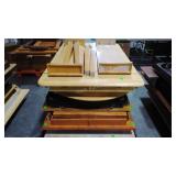 Five table tops with legs, these items will be