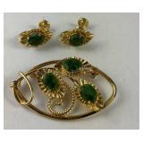Gold filled brooch and screw back earrings set