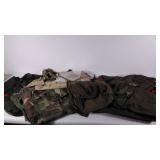 2 boxes: Group of military clothing,  pants,