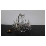 Glass chandelier with glass arms, prisms and drip