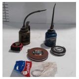 Tools, 2 Pump Oiler Cans, big Hitch Pin, 3 Tape