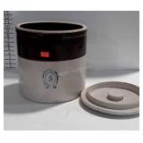 Crock with Lid, Brown over white pottery, 5