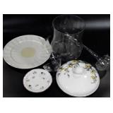 Dishware,  Belleek 11" plate, covered casserole