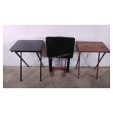 Four TV trays and a stand,  two different styles