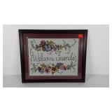 Tapestry Welcome Friends picture, framed and