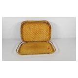Eight bamboo serving trays, need cleaning, 13x19