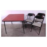 Card table with three folding chairs