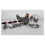 Fitz & Floyd 1979 Coq du Village plates and mugs,