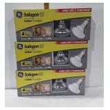 Three packs of 4 R30 Halogen 60 indoor flood