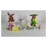 Ceramic Easter decor, bunnies and eggs
