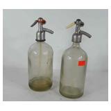 Two vintage seltzer dispenser bottles, 12"