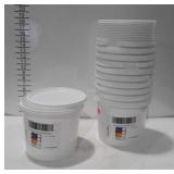 11 Small plastic pail buckets with lids, appears