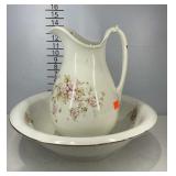 East Liverpool pottery Co Pitcher and bowl,  owl