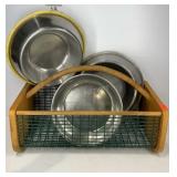 Storage carrier 19in long with three dog bowls