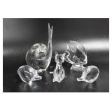 Clear glass animal paperweights