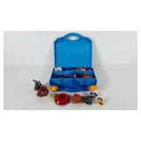 Lego toys in case with dividers