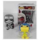 Three Funko Pop dolls, Janet Van Dyne in box,