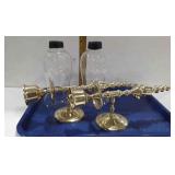 Brass wall sconces with glass globes