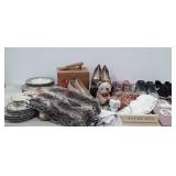 Assortment of shoes most size 7, faux fur wrap,