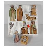 Homco porcelain nine piece nativity scene,  with