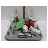 Assorted to salt pepper shakers,oil and vinegar